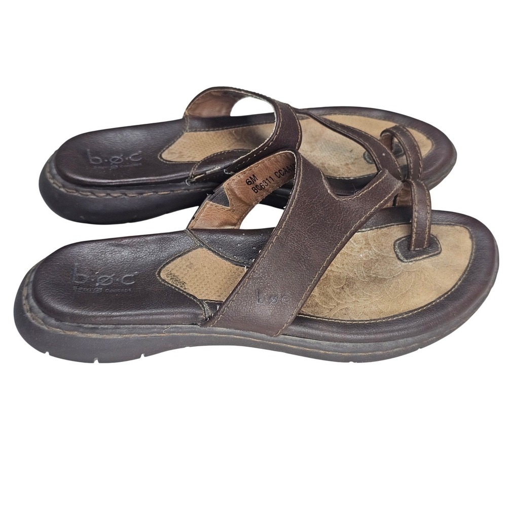 b.o.c. Born Concept Brown Toe Loop Flat Sandals Womens 6M BC6311